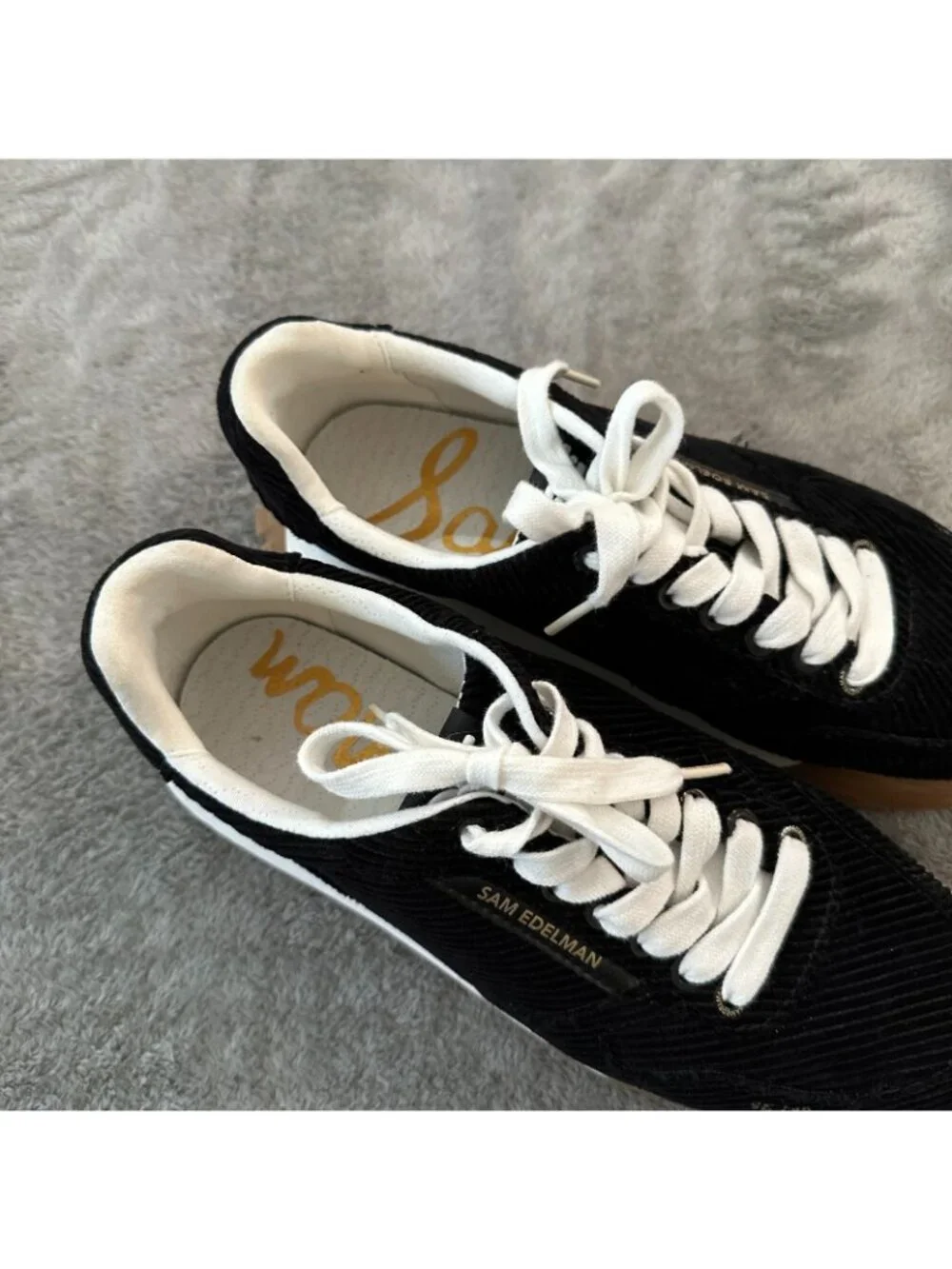 Sam Edelman Layla Sneakers Women's 10 Black Corduroy Shoes